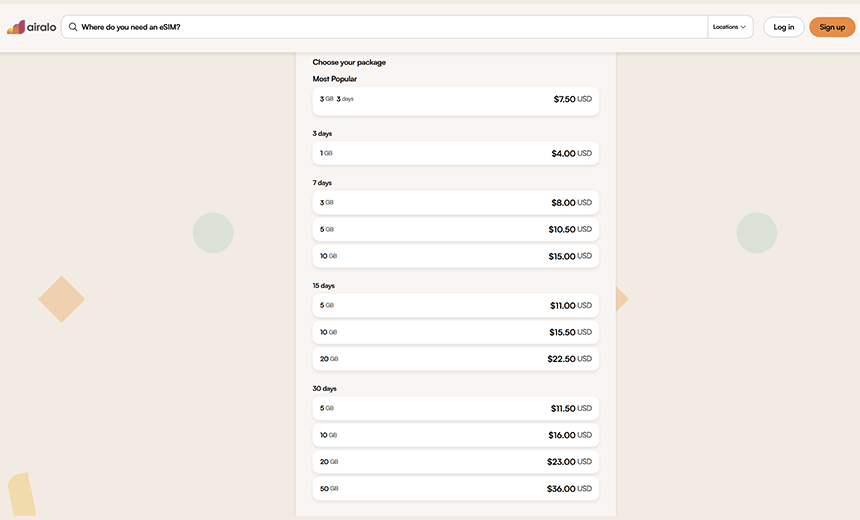 Airalo Germany eSIM plans and pricing page screenshot